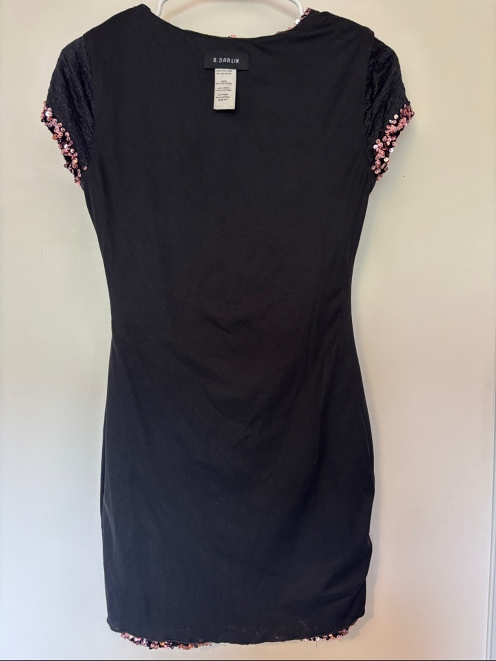 Juniors Pink Sequin Stretch Mini Dress Size 3 or 4 Event Guest Dance Bodycon - Picture 7 of 9